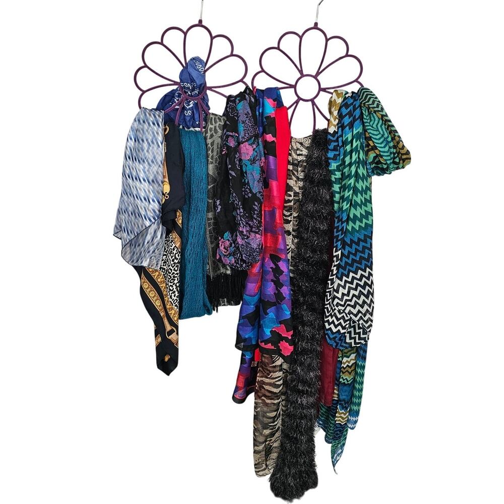 Scarf Bundle Lot and 2 Scarf Holders - Various Colors and Brands